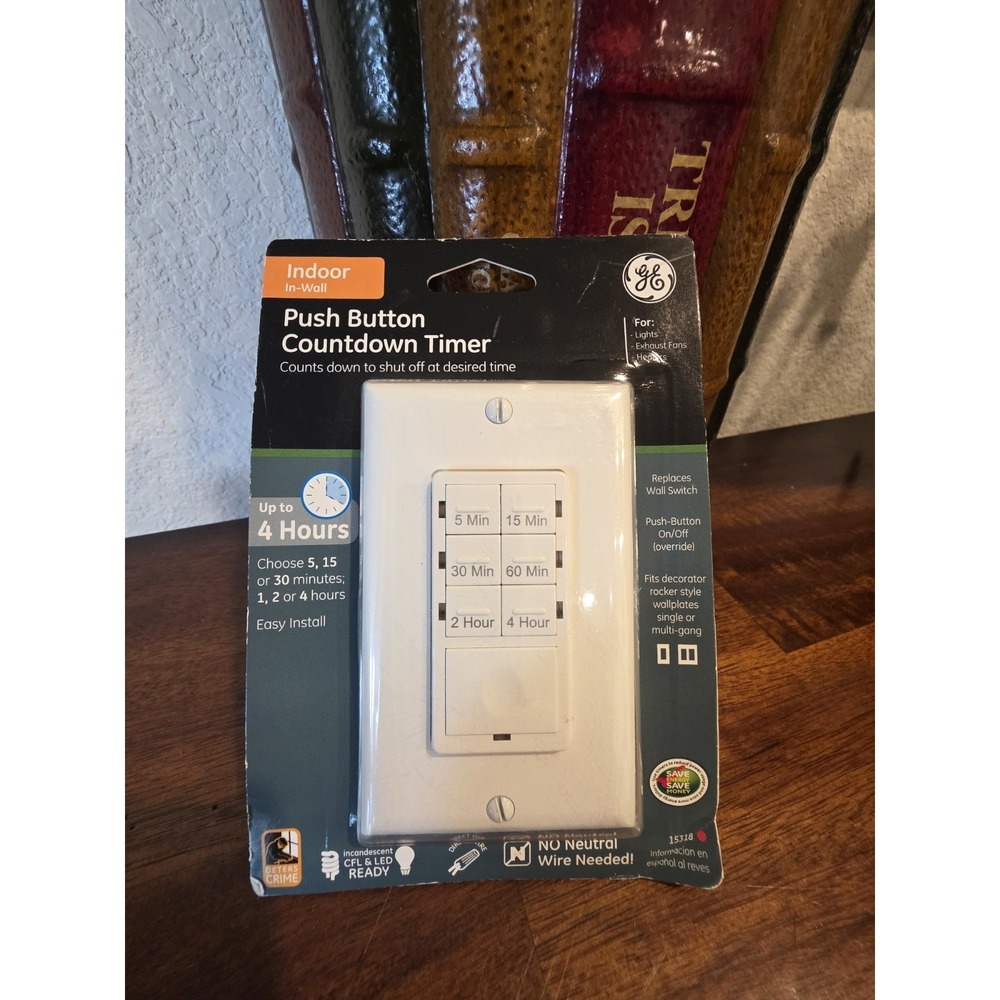 GE Push Button Countdown Timer 15318 Electrical Programmable In-Wall Switch